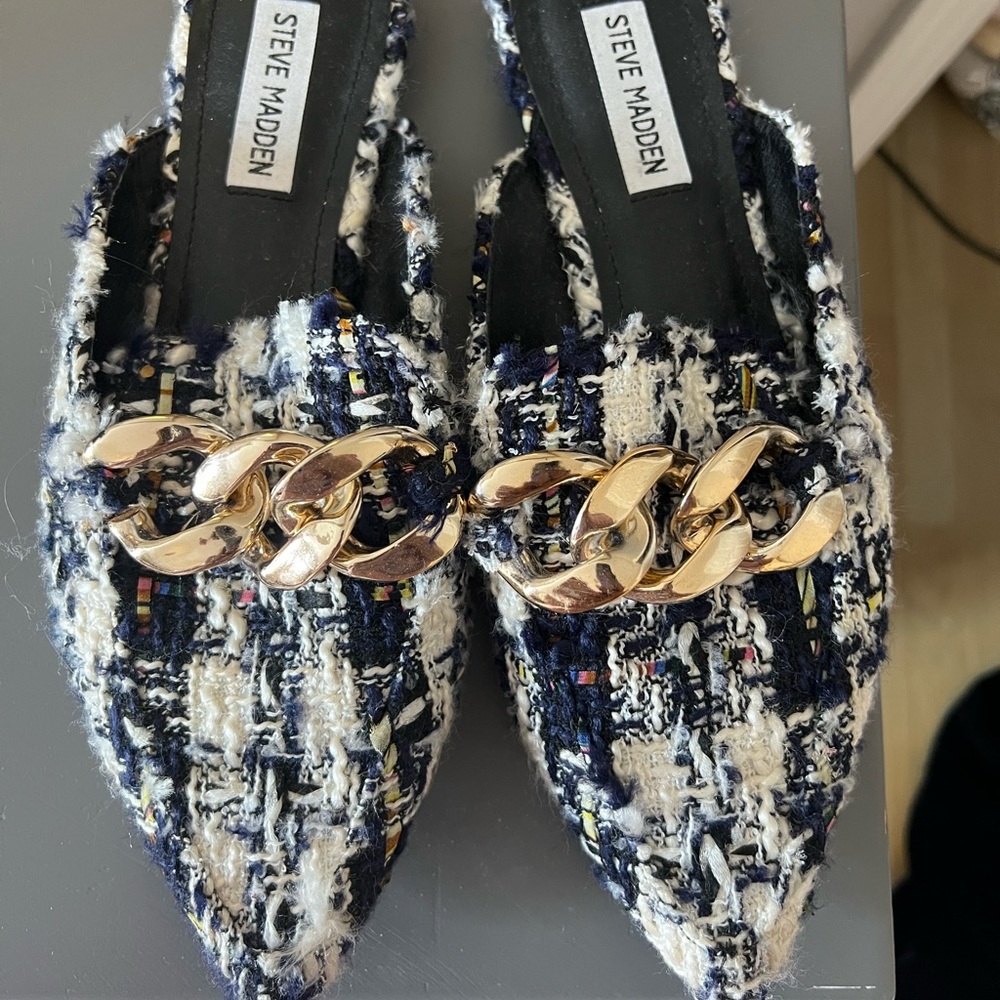 Steve Madden tweed Mules